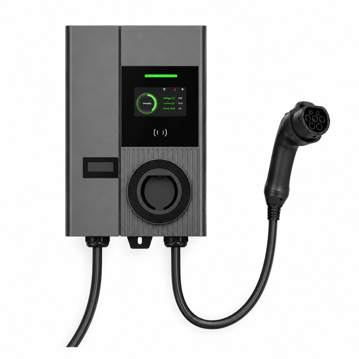 Smart Type 2 AC Wallbox Charger with Display — Cable Version