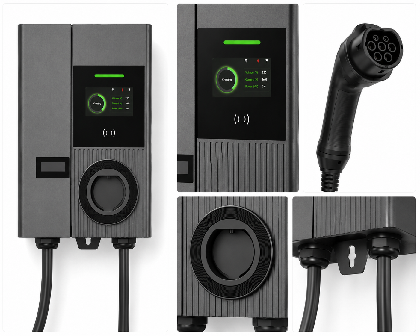 Smart Type 2 AC Wallbox Charger with Display — Cable Version
